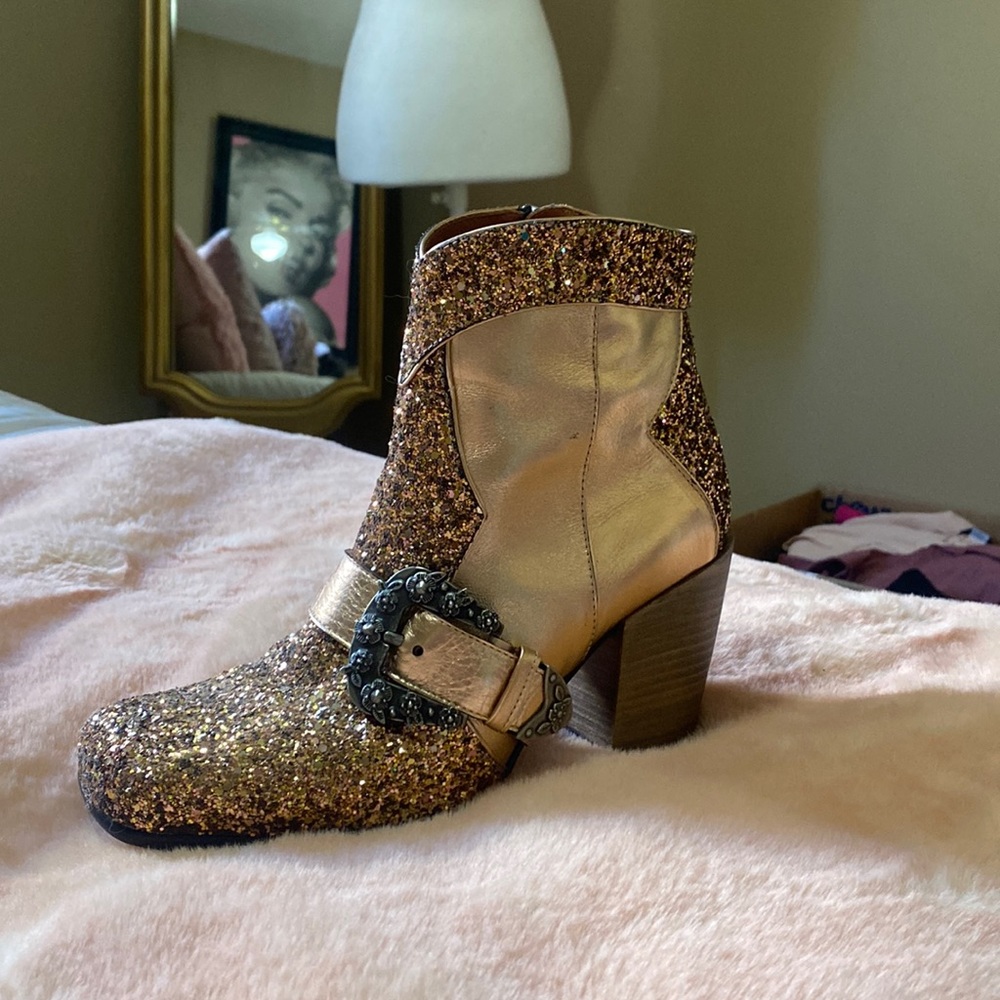 Coach glitter vintage style boot , Rose Gold